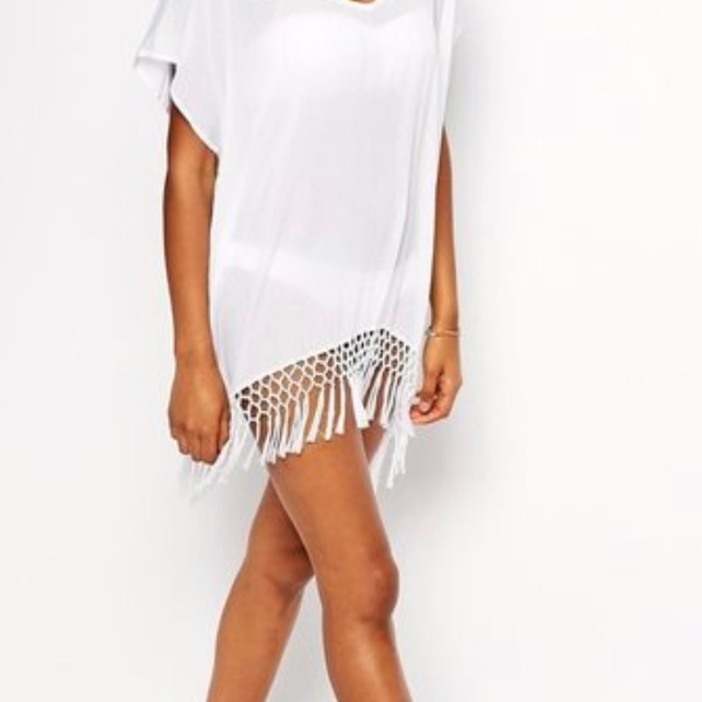 White Fringe Cover Up